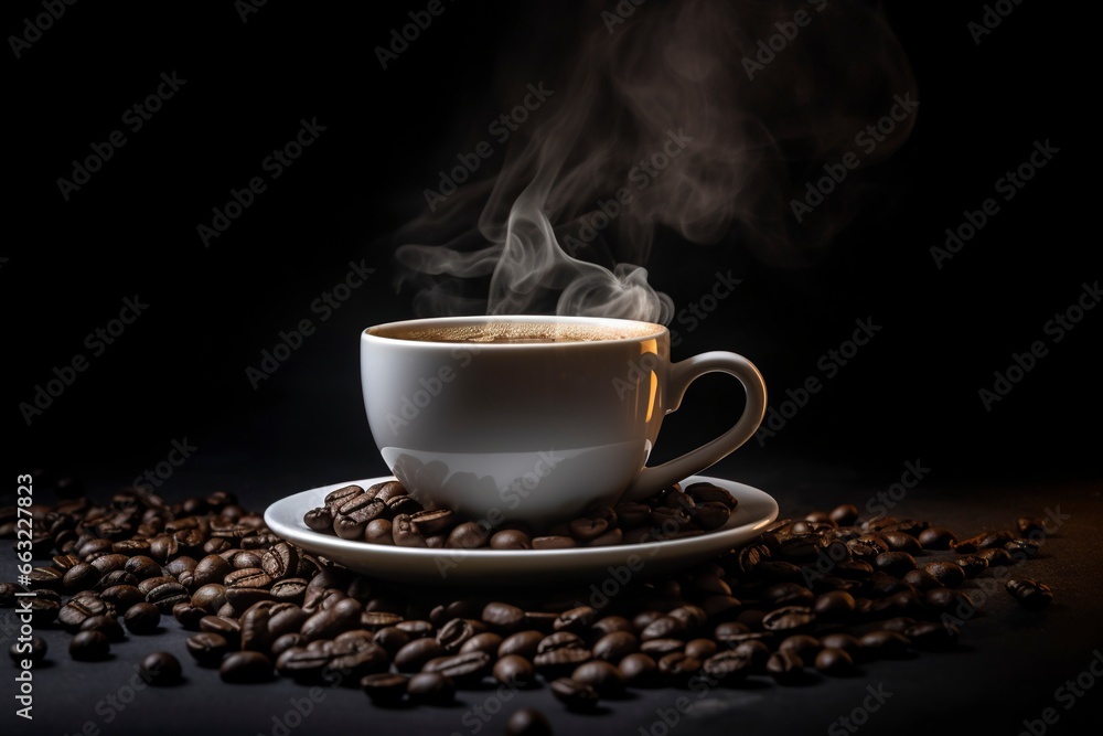 cup of coffee with beans cup of coffee with beans