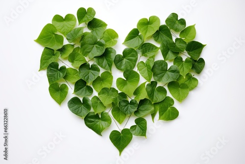 heart shape made of leaves.AI Generated