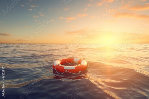 lifebuoy in the sea.AI Generated photo