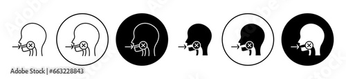 No swallowing icon set. Do not ingest vector symbol in black filled and outlined style.
