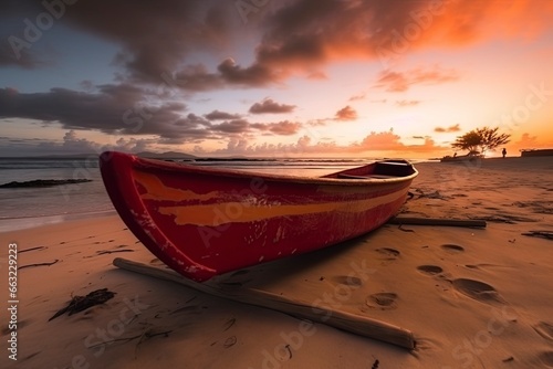 boat on the beach.AI Generated