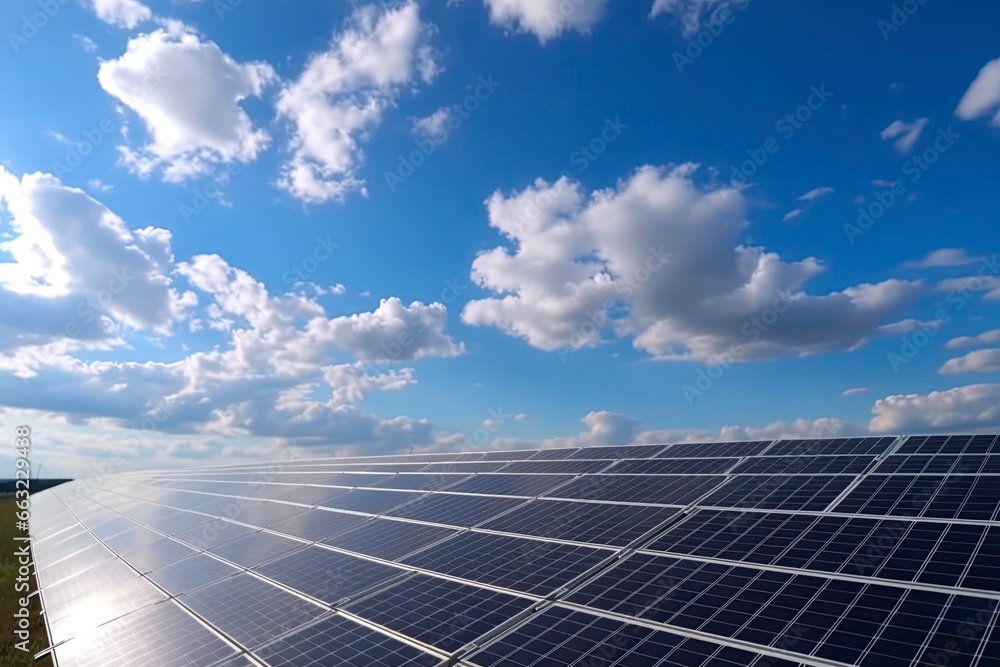 Solar power panel. Green energy. Electricity production. Energy pannels. Ecological plant.AI Generated Solar power panel. Green energy. Electricity production. Energy pannels. Ecological plant.AI Generated