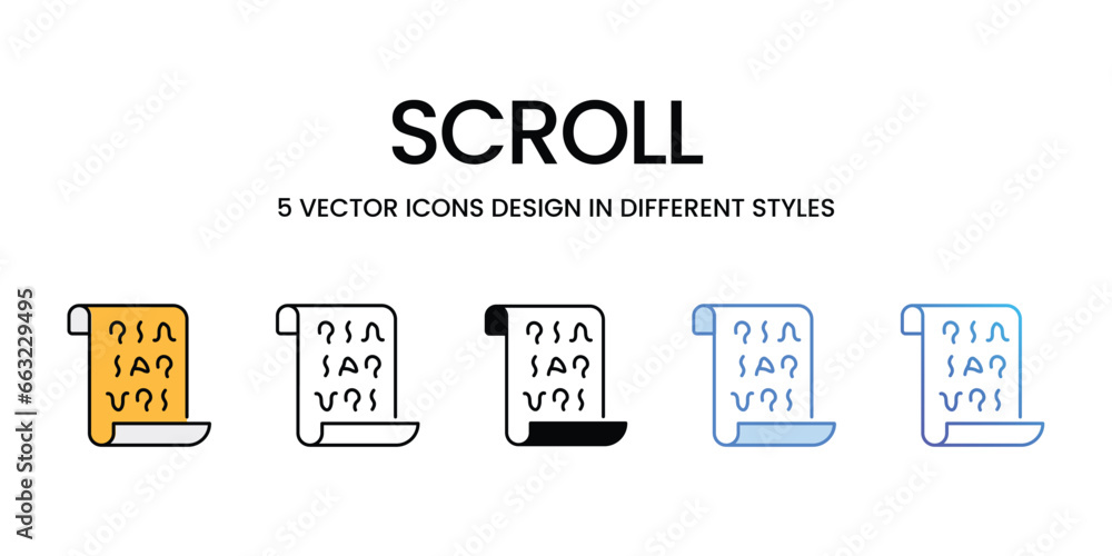 Scroll icon set, Halloween party decorations linear style signs for web and app. Vector graphics isolated on white background. Stock illustration Scroll icon set, Halloween party decorations linear style signs for web and app. Vector graphics isolated on white background. Stock illustration