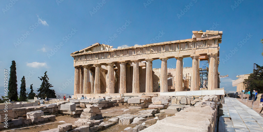 the parthenon is a temple on the athenian acropolis in greece dedicated to the goddess athen