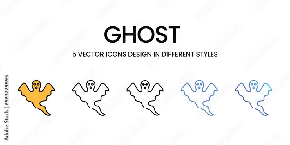 Ghost icon set, Halloween party decorations linear style signs for web and app. Vector graphics isolated on white background. Stock illustration