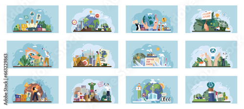 Climate change. Save the planet. Vector illustration Environmental protection is critical for addressing challenges posed by global warming Tackling climate change requires comprehensive strategies photo