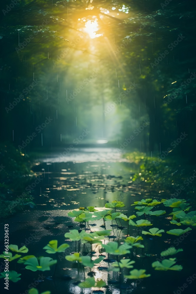 Natural landscape in rainy weather