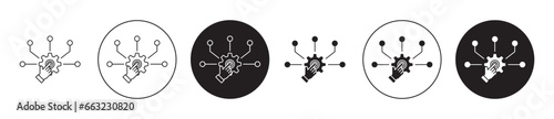 Function icon set. software system configuration vector symbol. source api line icon in black filled and outlined style. photo
