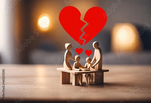 Tough Decision: Family Discussing Divorce in Illustration Separation Talk marriage break