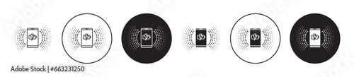 Wireless charging icon set. electric wireless phone charge vector symbol. wireless fast car smartphone charger line icon in black filled and outlined style.