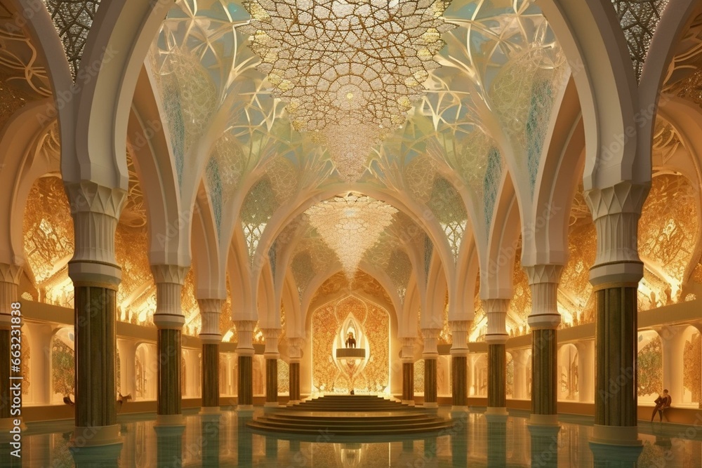 Stunning Islamic mosque design during Ramadan. Generative AI