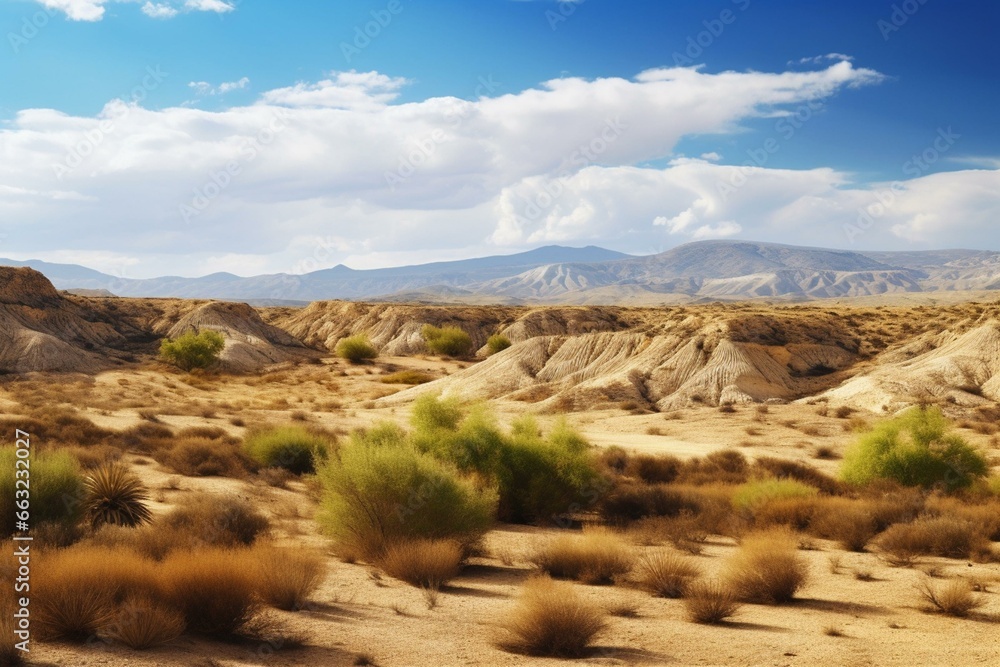 Scenic desert landscape in Spain. Generative AI