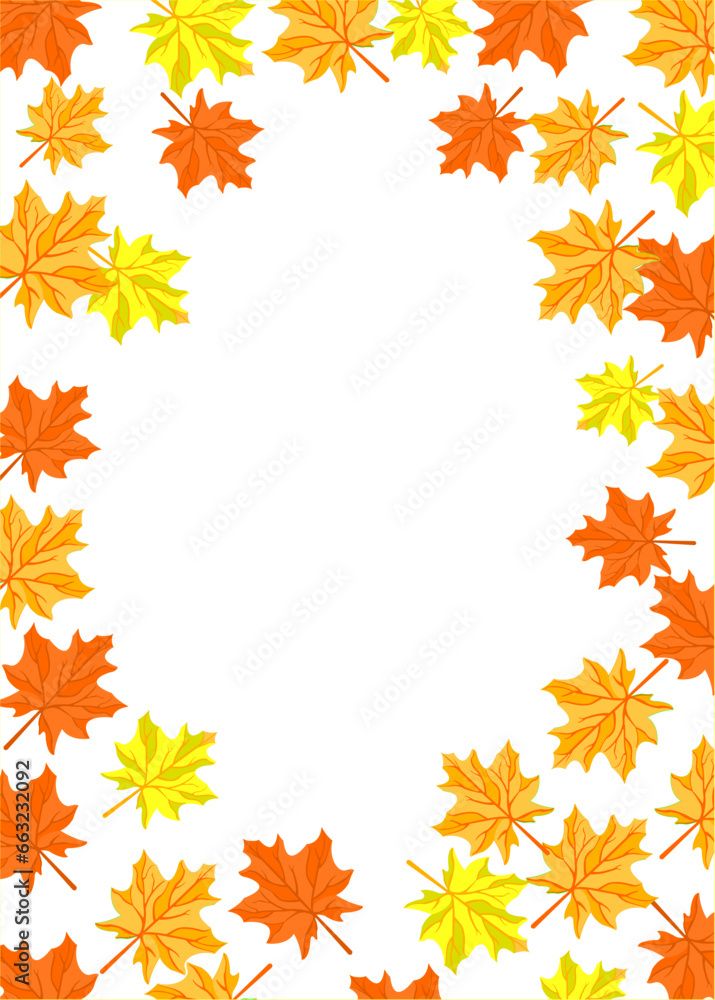Fototapeta premium autumn leaves border, vector illustration
