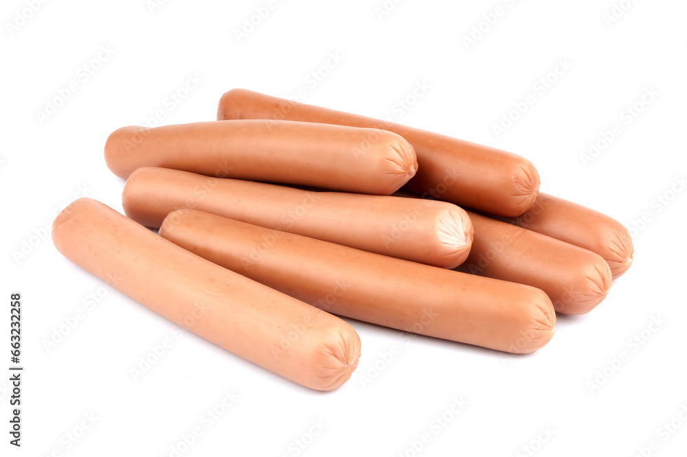 Sausage isolated on the white background. Sausage for hot dog Sausage isolated on the white background. Sausage for hot dog