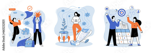 Successful project launch. Vector illustration. A development project idea, catalyst for revolutionary change Project launch management, backbone of seamless project execution