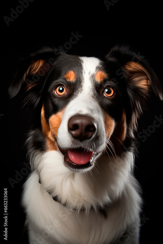 cool, funny portrait of dog in front of dark background © epiximages