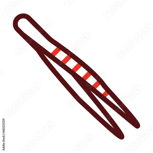 Tweezers Thick Line Two Colors Icon Design