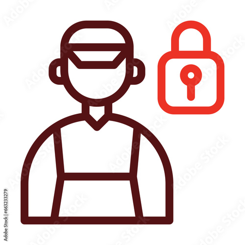 Locksmith Thick Line Two Colors Icon Design