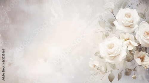 white roses on a grunge background