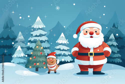 Whimsical Christmas Vector Art with Santa and Snowman