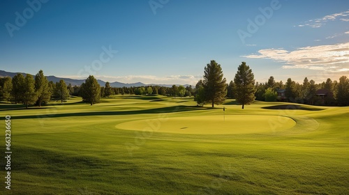 green golf course, clear weather views