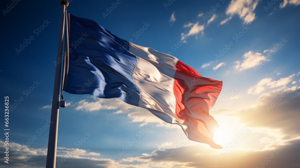 Flag of France. French flag. Tricolor, blue white red, flag colors. French patriotism - obrazy, fototapety, plakaty 