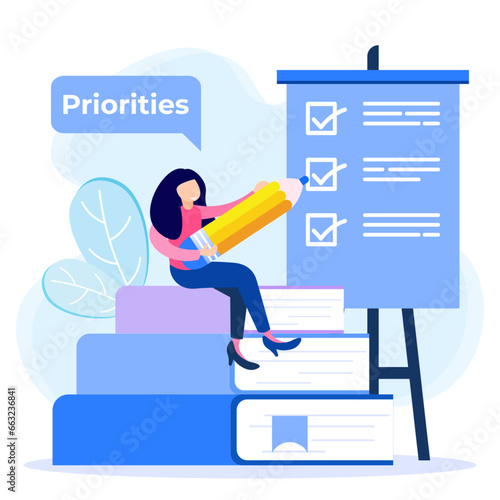 Illustration vector graphic cartoon character of priorities