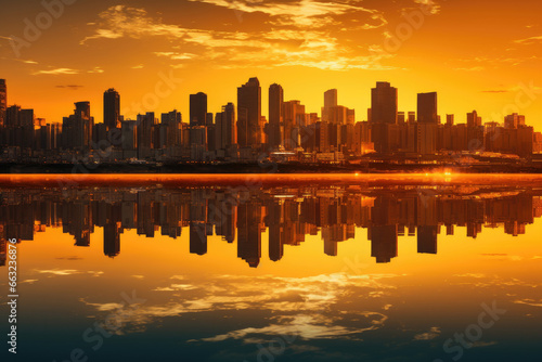 Golden Horizon: City's Liquid Mirror