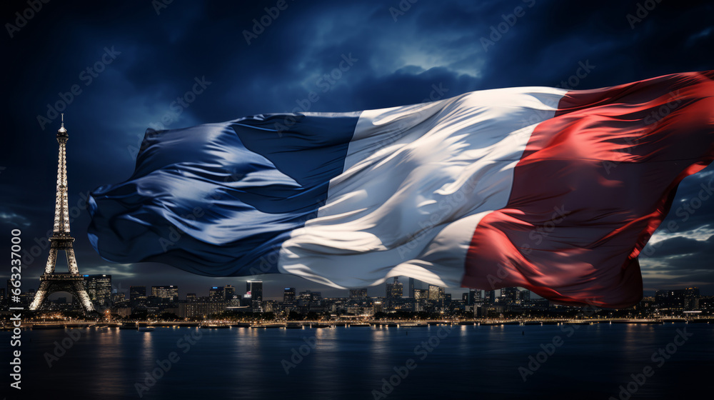 Flag of France. French flag. Tricolor, blue white red, flag colors. French patriotism - obrazy, fototapety, plakaty 