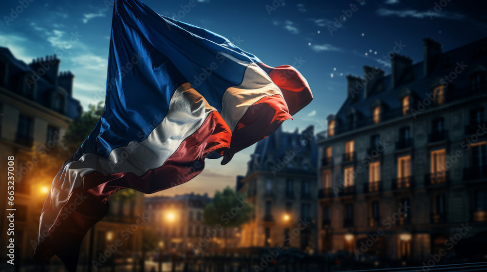 Naklejka premium Flag of France. French flag. Tricolor, blue white red, flag colors. French patriotism