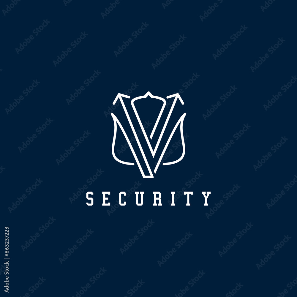 The vector outline is a monogram of the letter V and security symbol. The vector outline is a monogram of the letter V and security symbol.