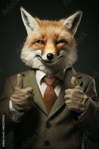 portrait of a clever and successful business fox businessman