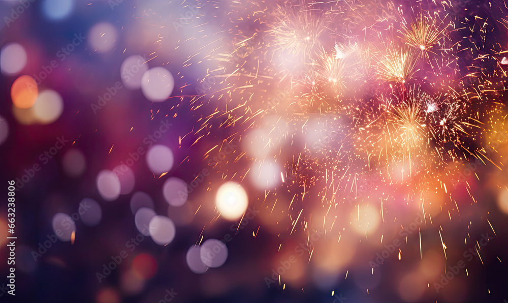 Obraz premium Vibrant fireworks explode in a burst of color.