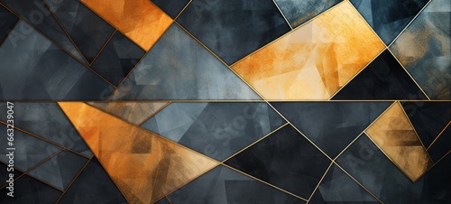 Abstract Blue black gold geometric marble stone tiles, marbled mosaic tile wall texture background