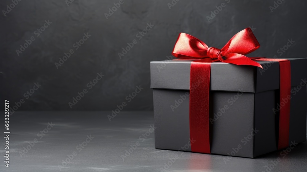 Gift box and bow with red ribbon. Gift box and bow with red ribbon.