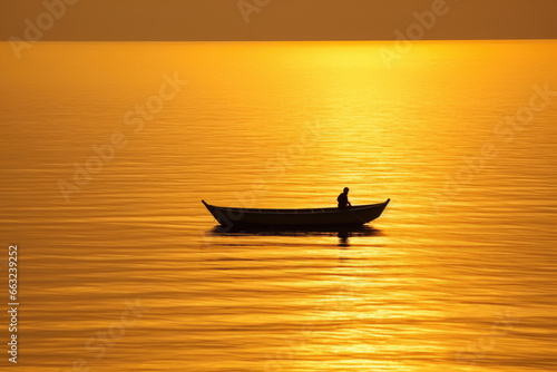 Ethereal Boat Silhouette at Sunset