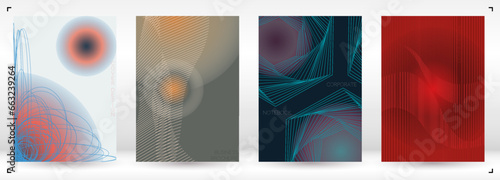 Minimal Minimal Geometric Vector Poster Design with Lines and Gradient Colorful Circles. Collection of Abstract Backgrounds for Covers, Flyers, Templates, Booklets, Cards, Brochures, Branding, etc.