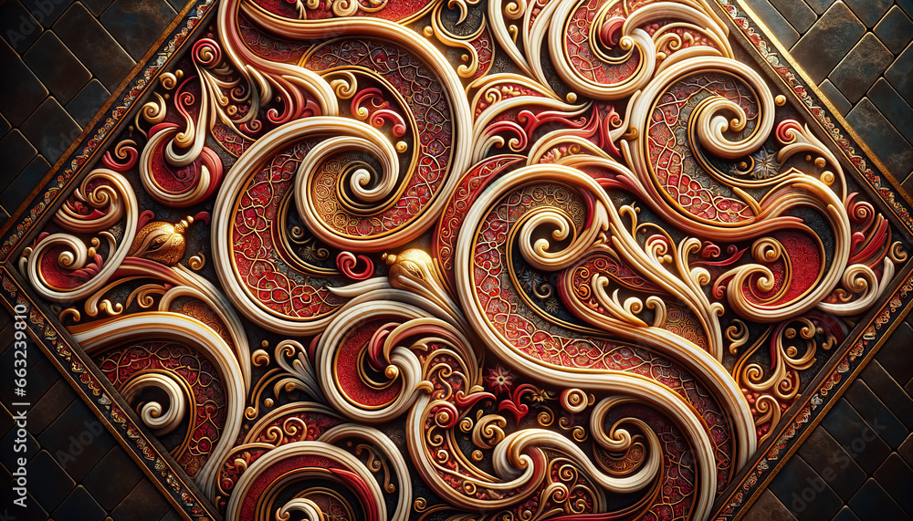 Enchanting Red Swirls and Curves texture