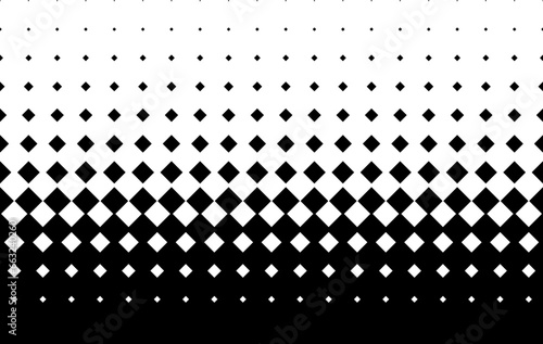 Diminishing squares in staggered order. Geometric pattern on a white background. Seamless in one direction. Short fade out