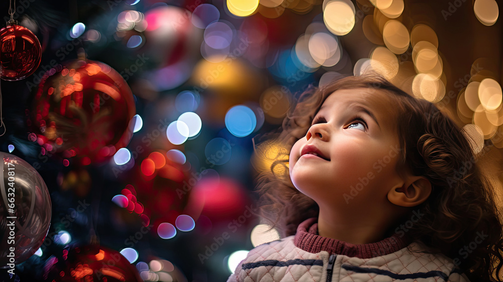 Captivated Child Gazing at Christmas Tree Captivated Child Gazing at Christmas Tree
