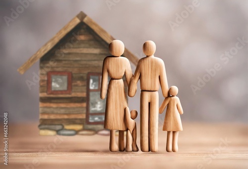 Miniature Home Life: Wooden Figurines Illustrate Family Happiness Dreaming of Home