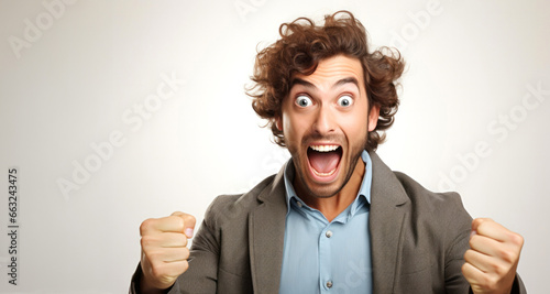 hombre emocionado consiguiendo un logro