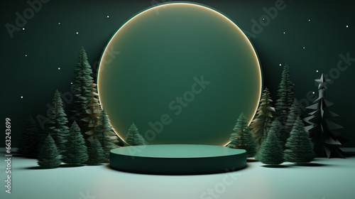 Christmas Product Podium with Red and Green Colour on elegant christmas background, generative AI