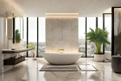 Minimalist home interior design of modern living room, panorama. interior plants vase Room designer  © aitricho