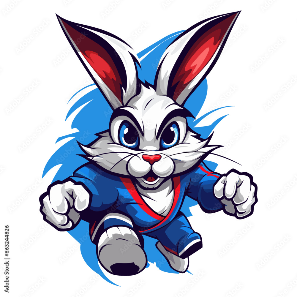 Bunny sport mascot logo, vector illustration, Generative Ai. Bunny sport mascot logo, vector illustration, Generative Ai.