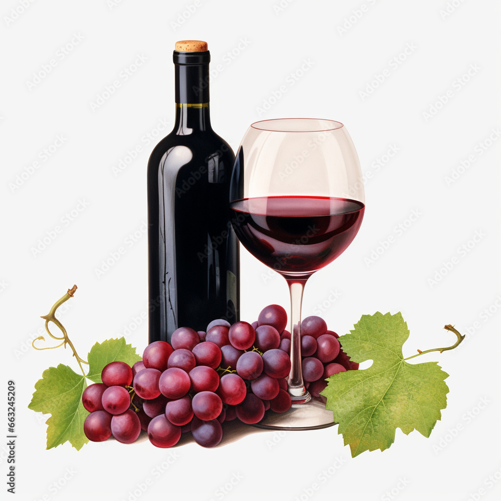 ブドウとワインのグラフィック素材