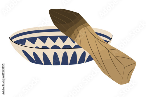 Holy sacred Palo Santo incense sticks. The practice of cleansing by burning incense. Maintaining life balance, replenishing energy. Vector illustration isolated on white background.