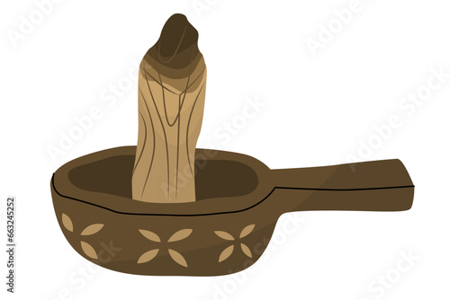 Holy sacred Palo Santo incense sticks. The practice of cleansing by burning incense. Maintaining life balance, replenishing energy. Vector illustration isolated on white background.