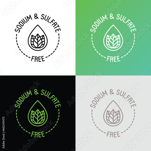 Sodium and sulfate free thin line icon. Stamp for packaging of beauty product. Modern vector illustration.