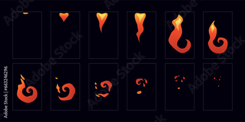 Fire explosion animation. Fire animated sprites sheet for cartoon, game, motion graphic. 